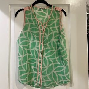 Green pattern top with Van Cleef style buttons
